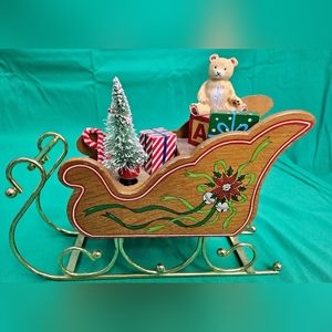 Vintage Musical Christmas Sleigh George Good Animated Silver Bells Music Box